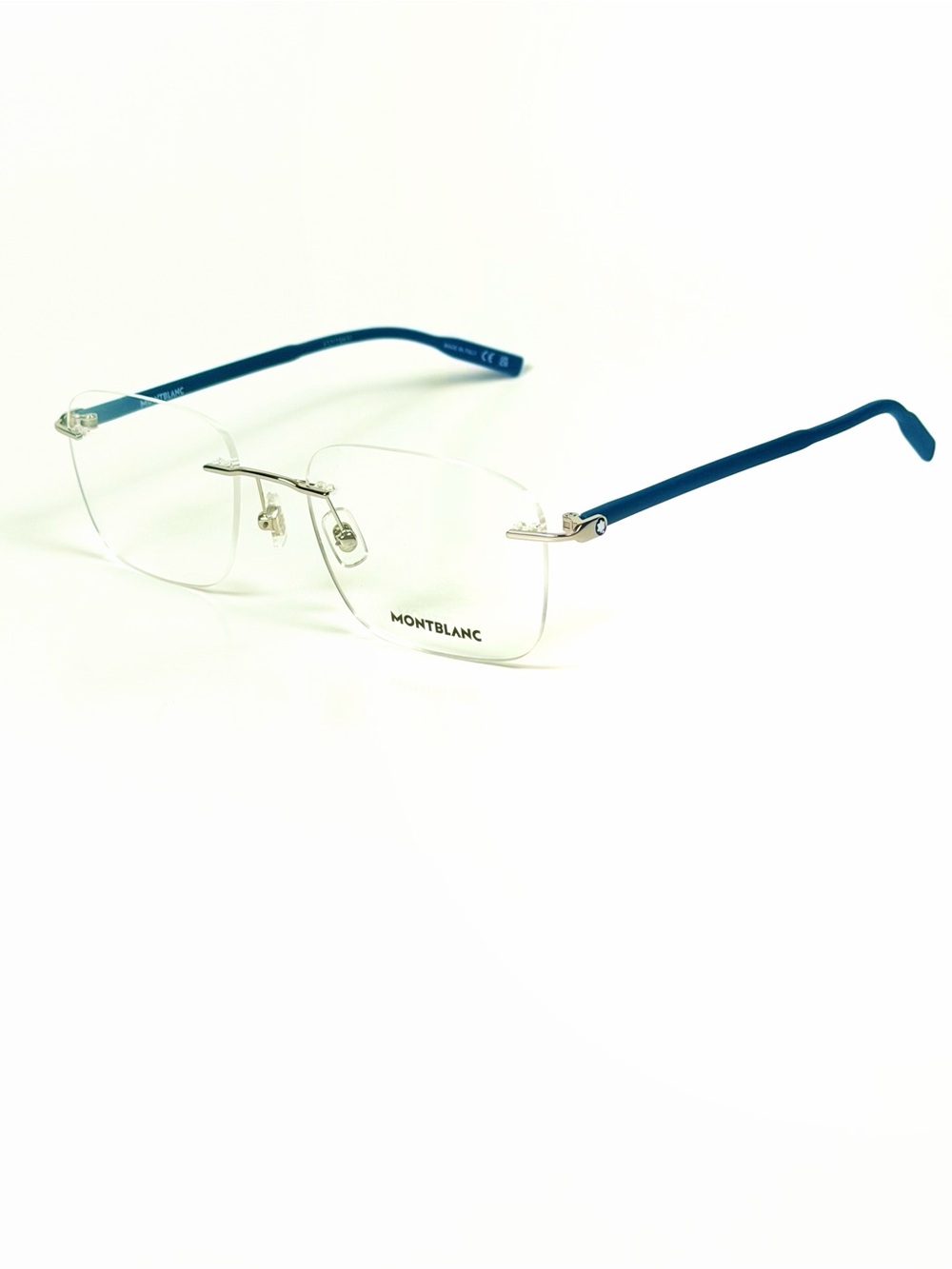 Montblanc Men’s Rimless Prescription Eyeglasses - Blue Temples